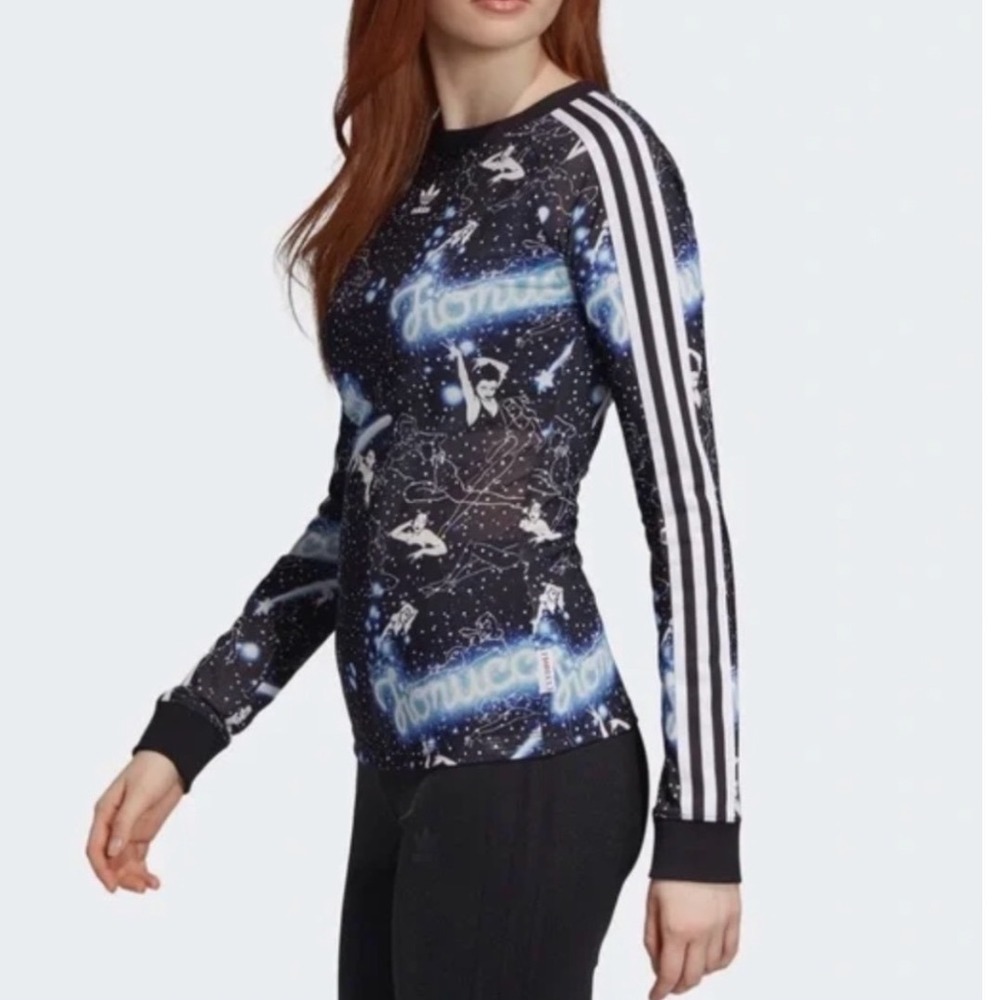 Adidas Originals x Fiorucci Galaxy Stars Mesh Top Long Sleeve EK4788 Womens M - Picture 2 of 7